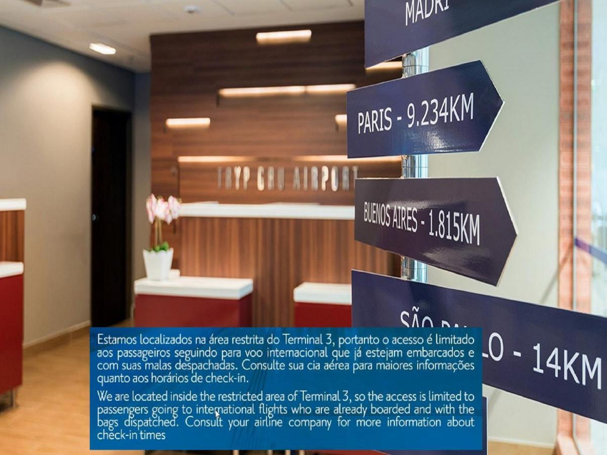 Tryp By Wyndham Sao Paulo Airport - Hotel De Transito Terminal 3 -Lado Ar - Area Restrita A Passageiros Ja Embarcados - Piso 1 Гуарульос Екстериор снимка